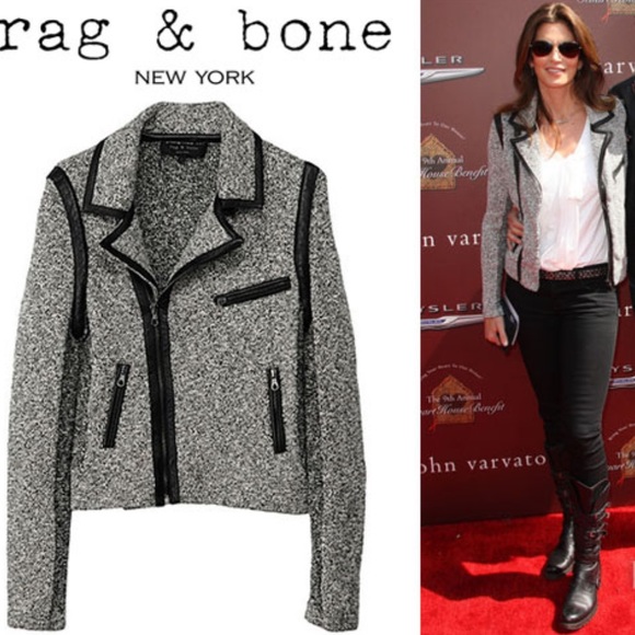 rag & bone Jackets & Blazers - Rag & Bone Leather Trim Hart Biker Moto Jacket